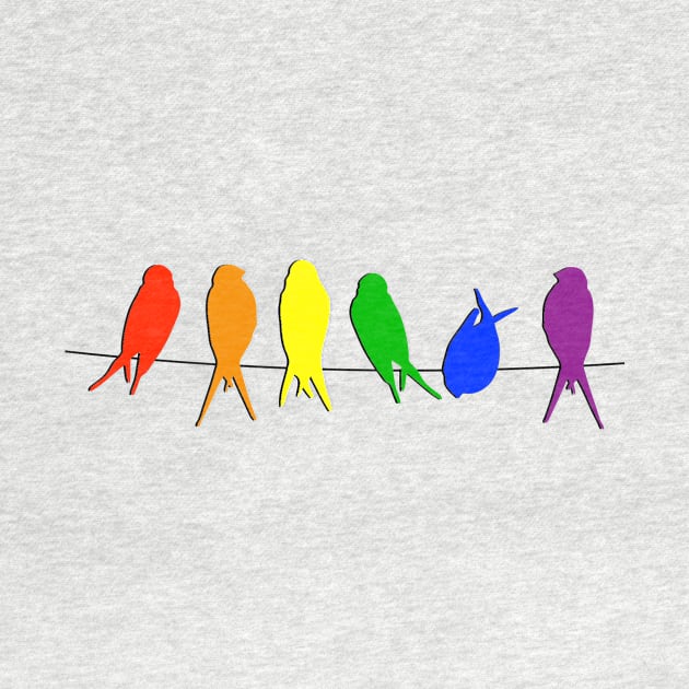 Rainbow Birds on a Line by ColorFlowCreations